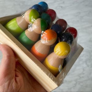 Montessori Rainbow Wood Peg Dolls with tray